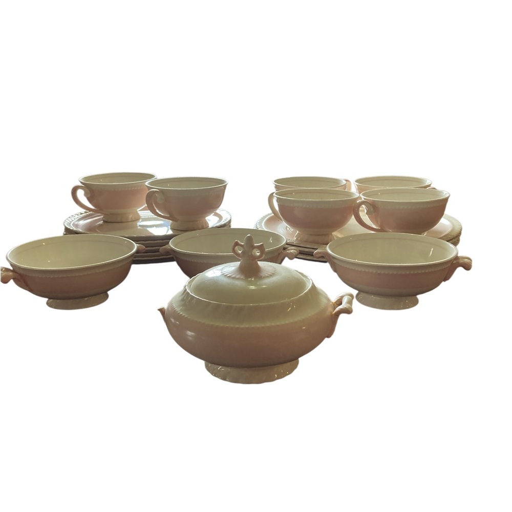 VNTG Harker Steuberville  Chesterton Pink Cocoa dinner set